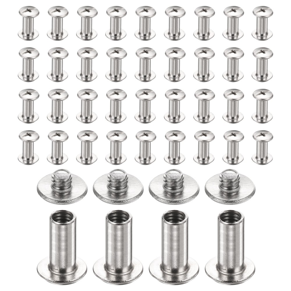 40set Phillips Chicago Screw M4x12mm Binding Post Screw, Silver