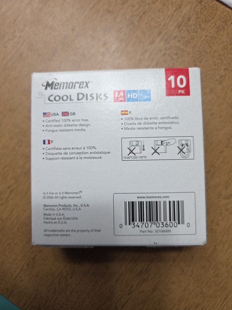 10 Pack Memorex 2HD 3.5" Computer Diskettes PC Format Cool Disks New