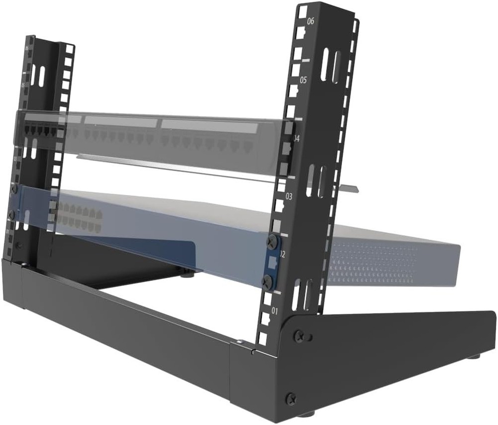 6U Desktop Network Rack 19 inches Small Open Frame Rack 2 Post Free-Standing ...