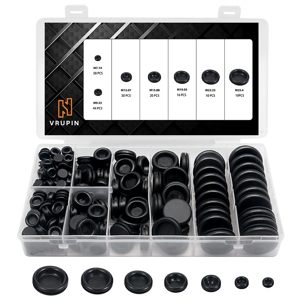 188 Pieces Closed Rubber Grommet Firewall Solid Closed Hole Plug 7 Sizes