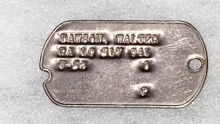 Post-WWII Walter Dawson T-52 Single Dog Tag