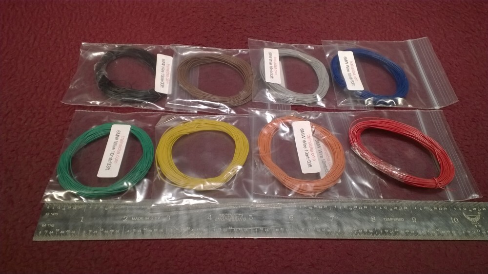 #2 DCC DECODER STRANDED 6MW (32g) HOOK-UP WIRE - 8 COLOR PACK - 10mtr/33ft EACH