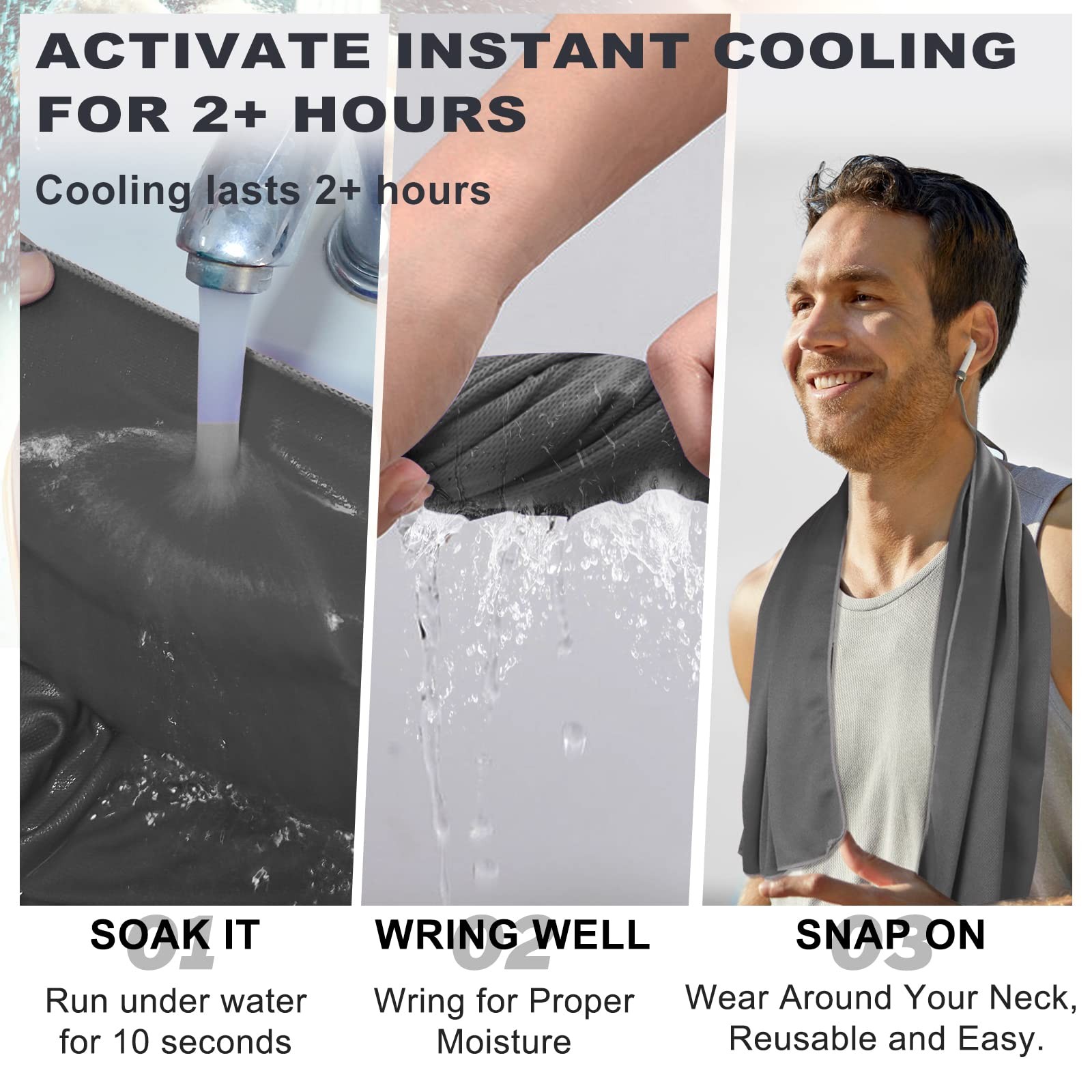 Cooling Towel Ice Cold Wrap for Neck Face Sports Gym Summer Heat