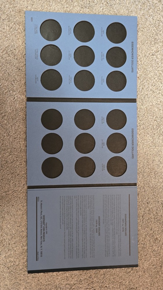 Whitman Coin Folder #9023 Dollars : Eisenhower-Anthony