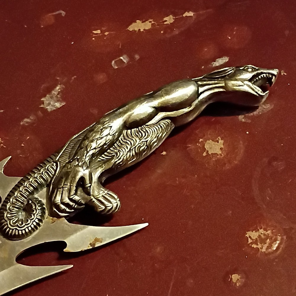 Fantasy Dragon Handle Metal Silver Fixed Blade Collectible Dagger