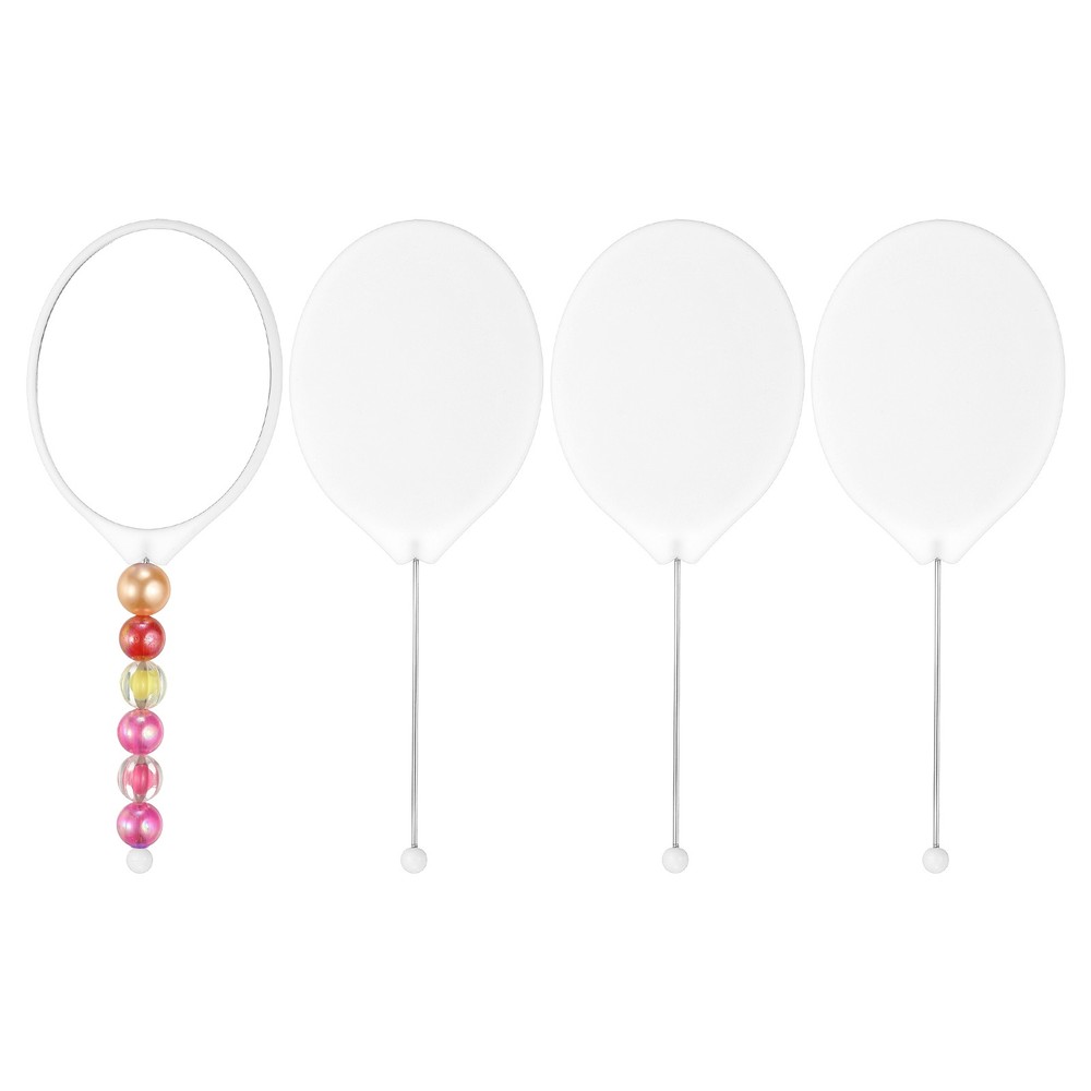 4 Pcs Beadable Mirrors with Handle 7.7" Oval Shape Bead Mirror Bars White