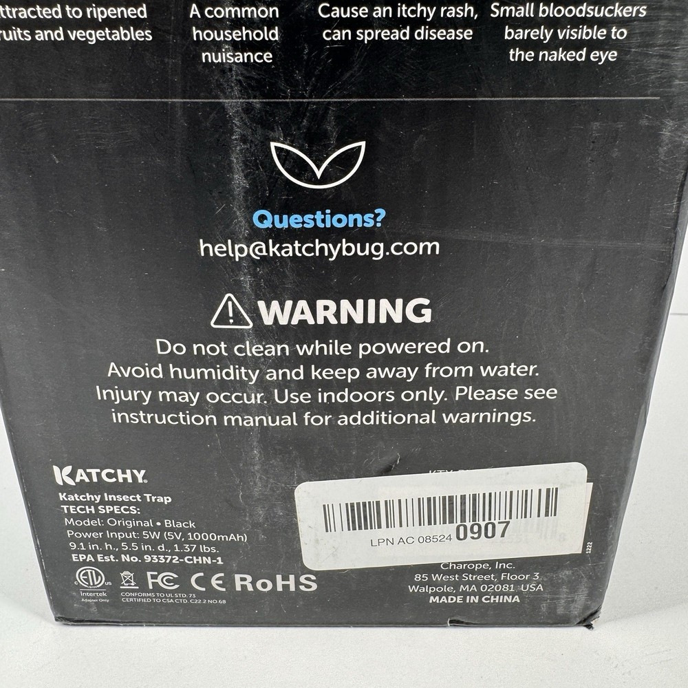 Katchy Automatic Indoor Insect Trap Black Open Box Lightly Used