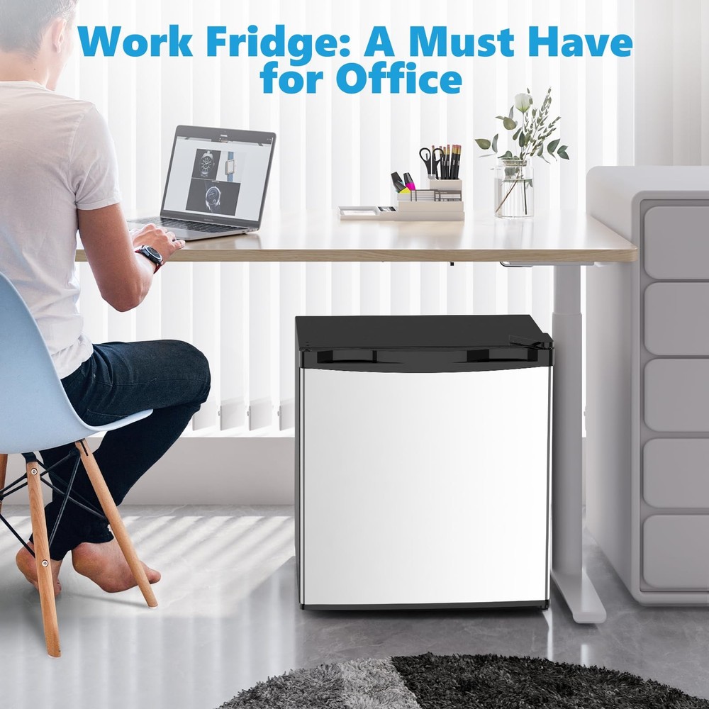 Electactic 1.7 Cu.ft Mini Fridge with Freezer, Compact , Single Reversible Door