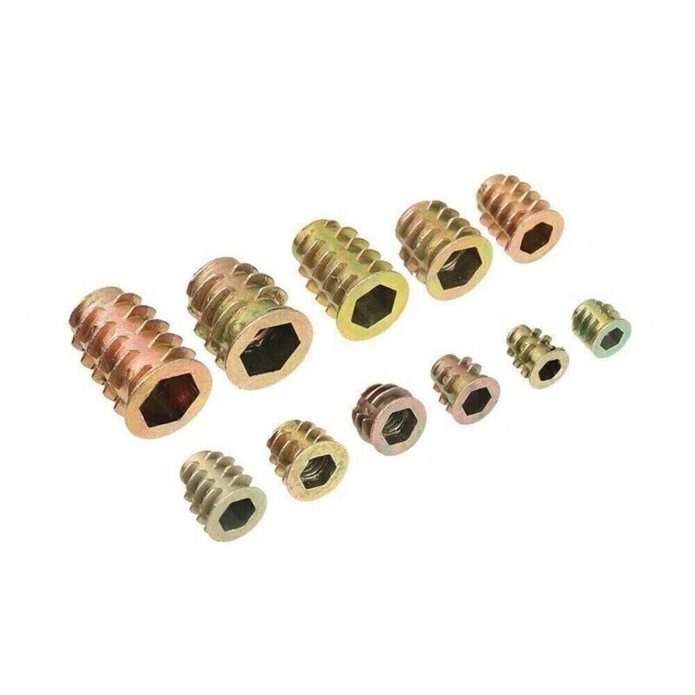 230Pcs THREADED HEX DRIVE INSERT FIXING WOOD SCREW INSERTS NUTS M4/M5/M6M8/M10
