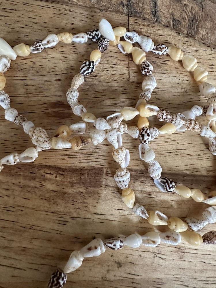 Vintage Long Natural Small Shells Necklace 34” Continuous Strand