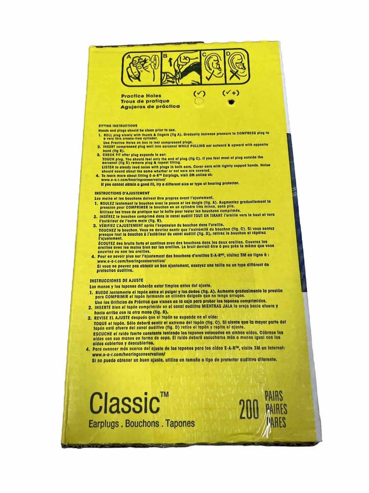 3M E-A-R Classic Foam Earplugs 311-1101, (200 PACK)