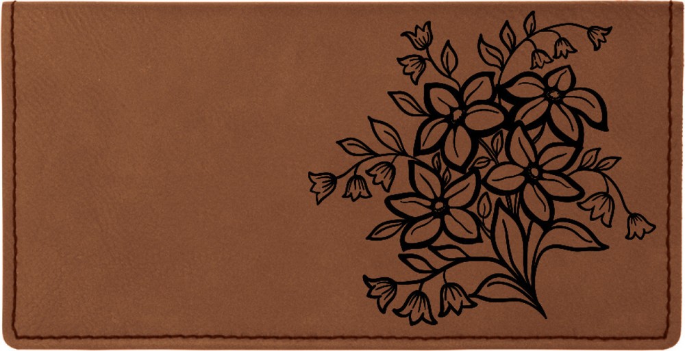 Spring Flowers Laser Engraved Leatherette Checkbook Cover