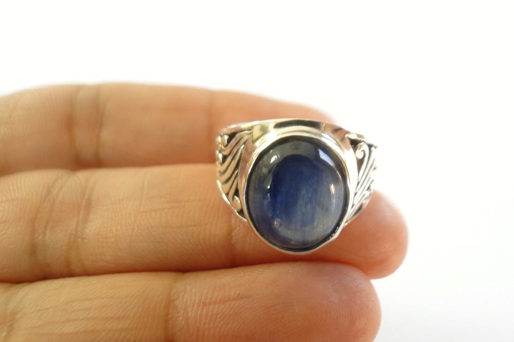 Blue Kyanite Solitaire 925 Sterling Silver Ring Size 6 7 9