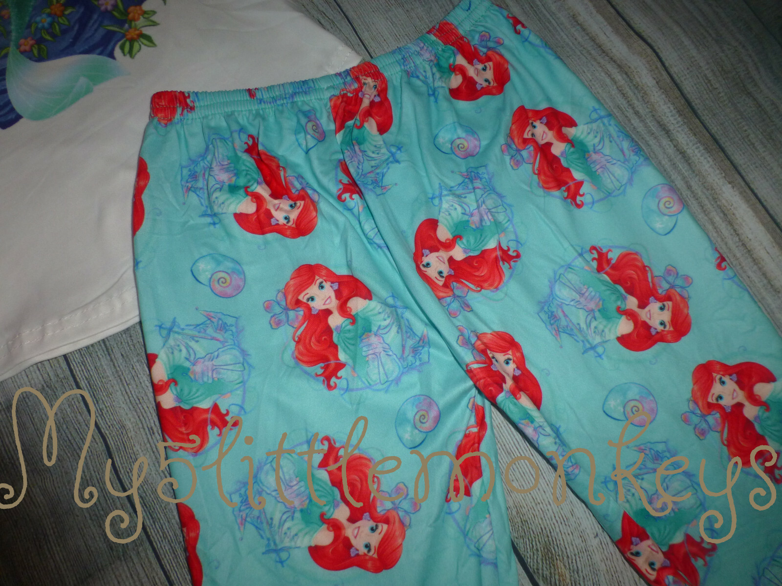 NEW Ariel Little Mermaid Ruffle Sleeve Shirt & Bell Pants Boutique Outfit Set