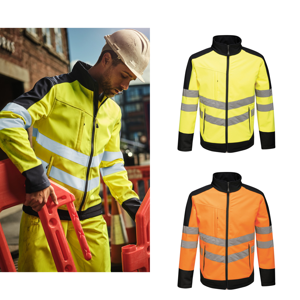 Regatta High Visibility Pro Softshell Jacket TRA625 - Men's Protected Work Coat