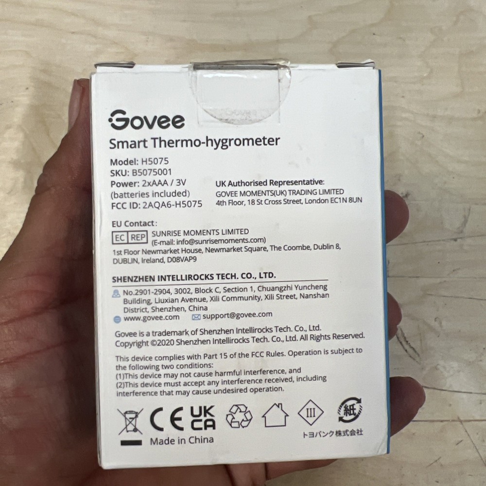 Govee H5075 Smart Thermo Hygrometer Bluetooth Temperature Humidity Sensor