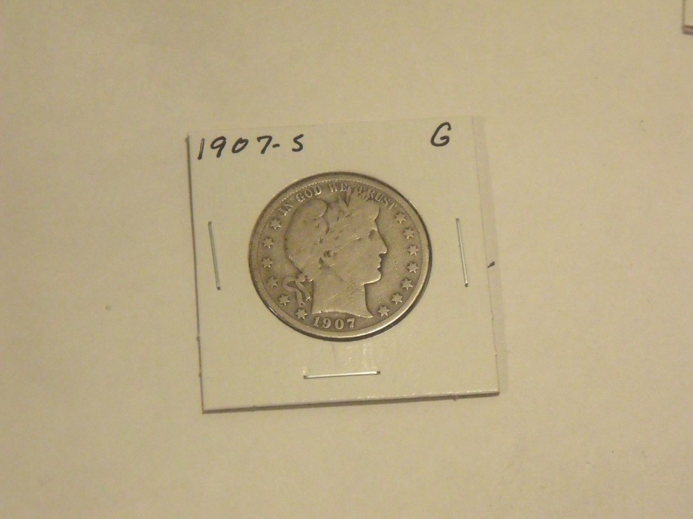 1907-S  Silver Barber Half Dollar  in Good  condition