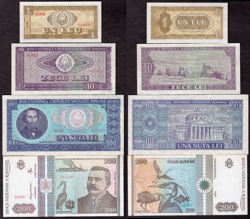 Romania. Six Banknotes. Details Below.