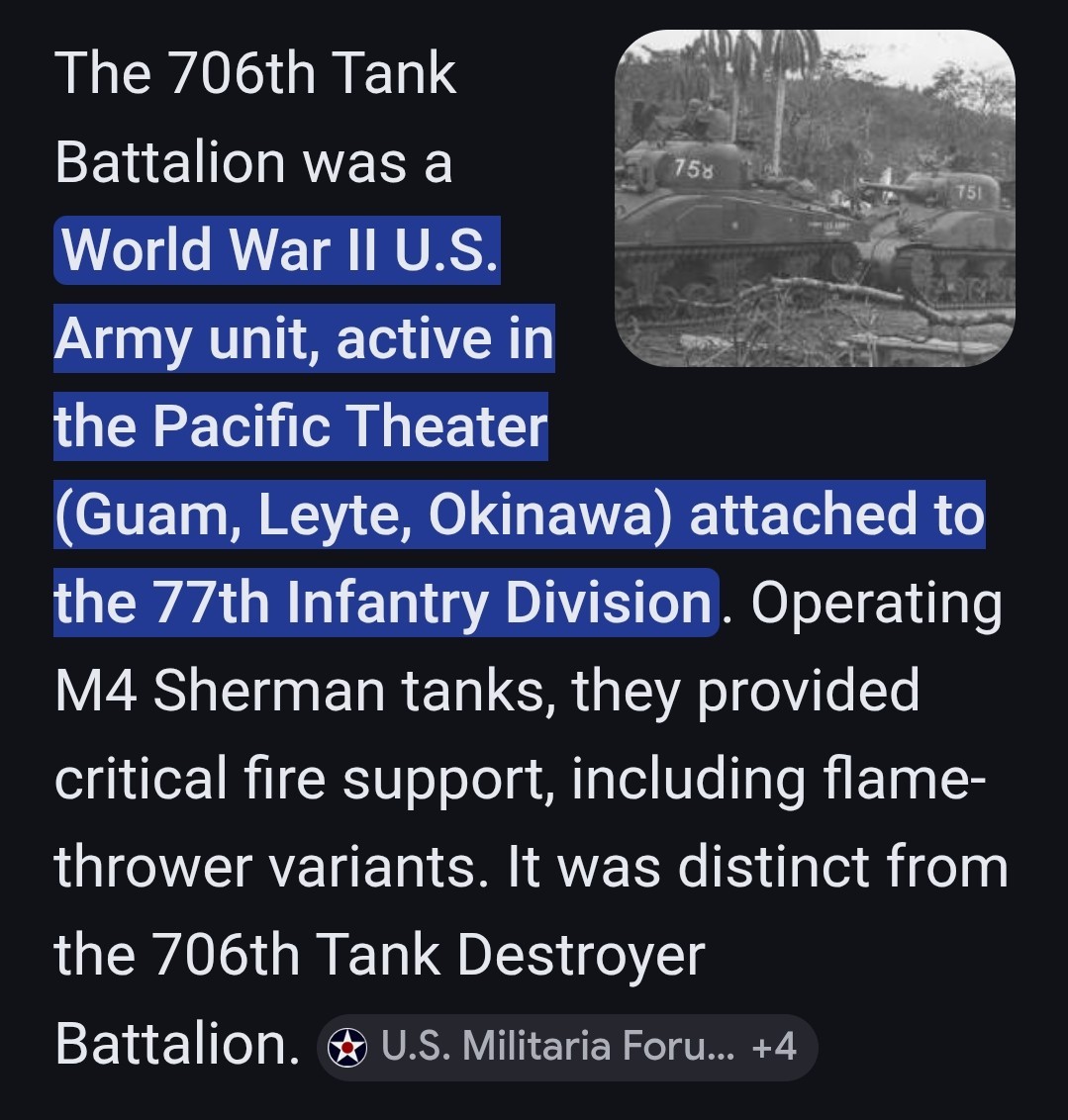 706th Tank Battalion WW2 US Army Original Patch United States Militaria