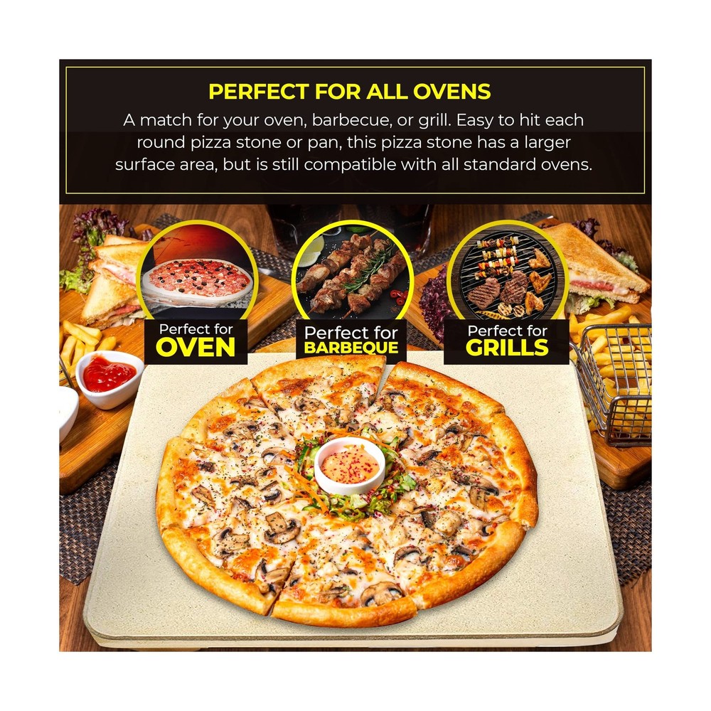 Pizza Stone - Baking Stone. SOLIDO Rectangular 14"x16" - Perfec... FAST USA SHIP