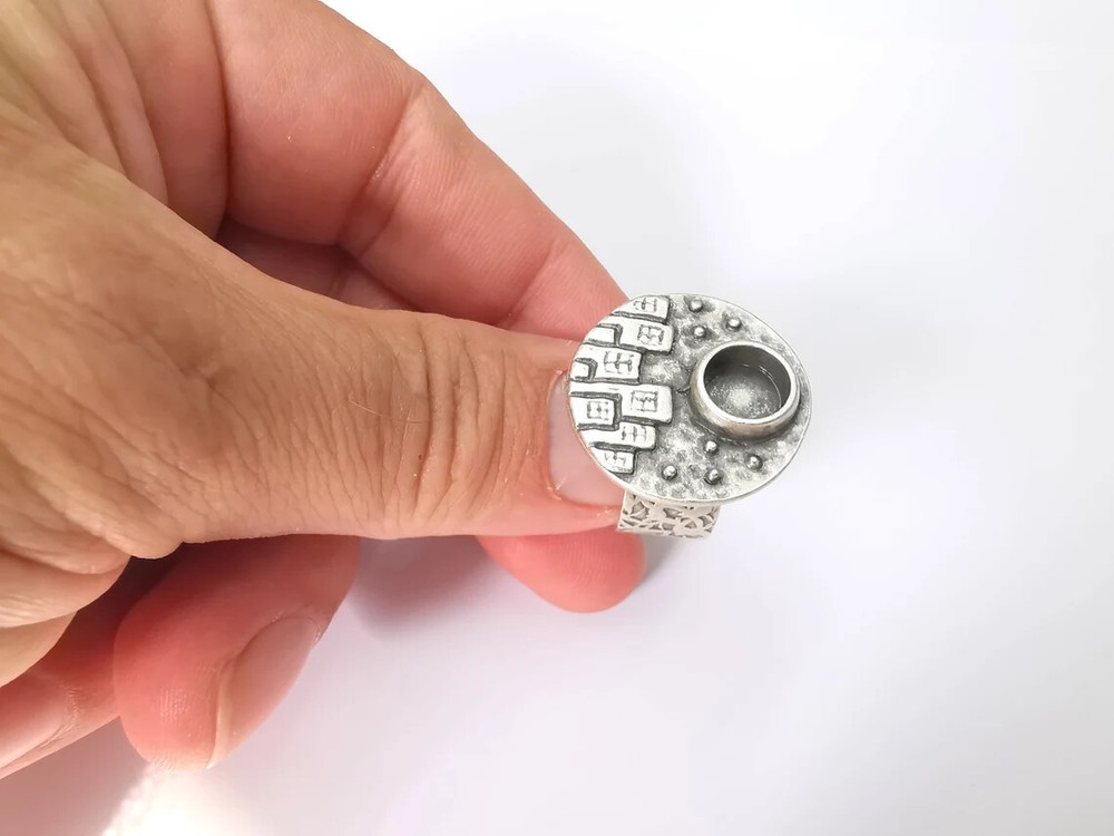 City Ring Blank Setting Cabochon Mounting Adjustable Resin Ring Base Bezels