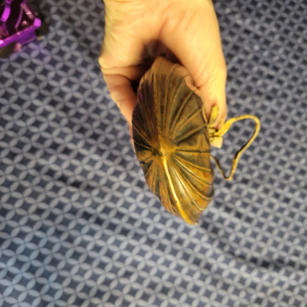 1800's original powder flask large dent on front. tip may be missing.