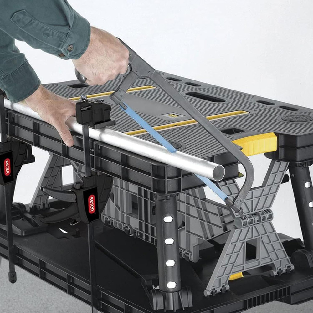 Keter Heavy-Duty Folding Workbench with 1,000 Pound Capacity - Foldable Work Tab