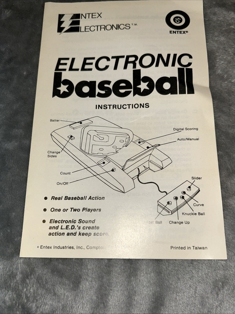 Entex Hand-Held Electronic Baseball Game, 1979, *Complete/Tested/Works*