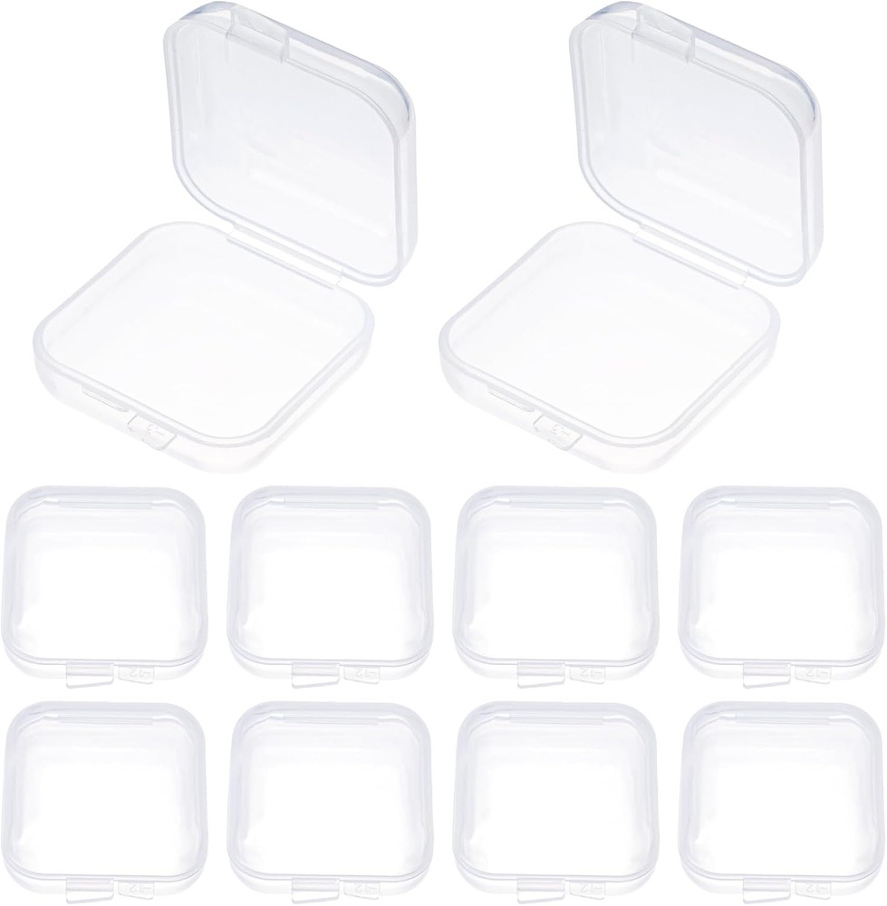 10Pcs Ear Plug Case, Mini Plastic Earplug Containers, 1.8Mm Square Box with Hing