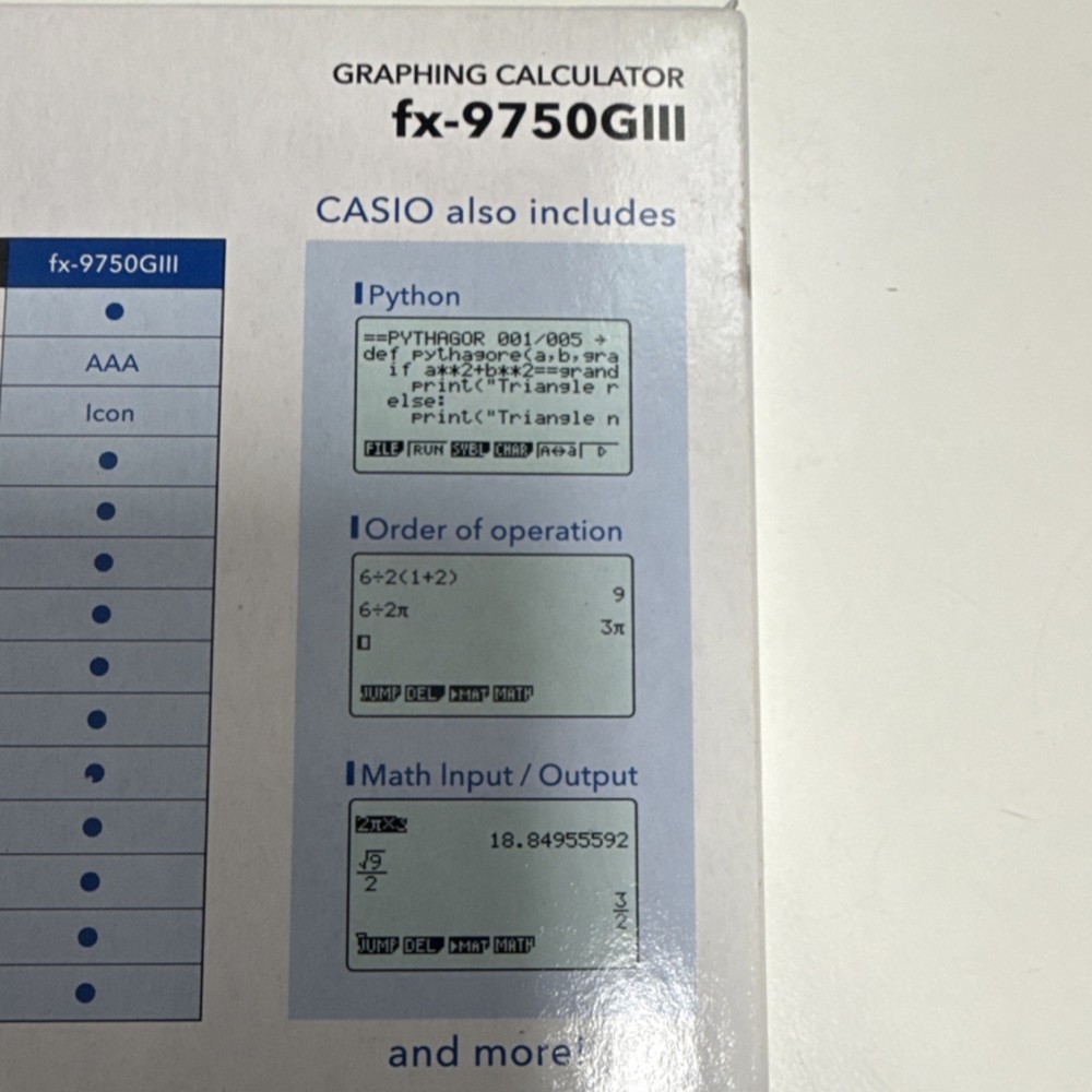 Casio fx-9750GIII Graphing Calculator Python LCD Display Statistics Financial