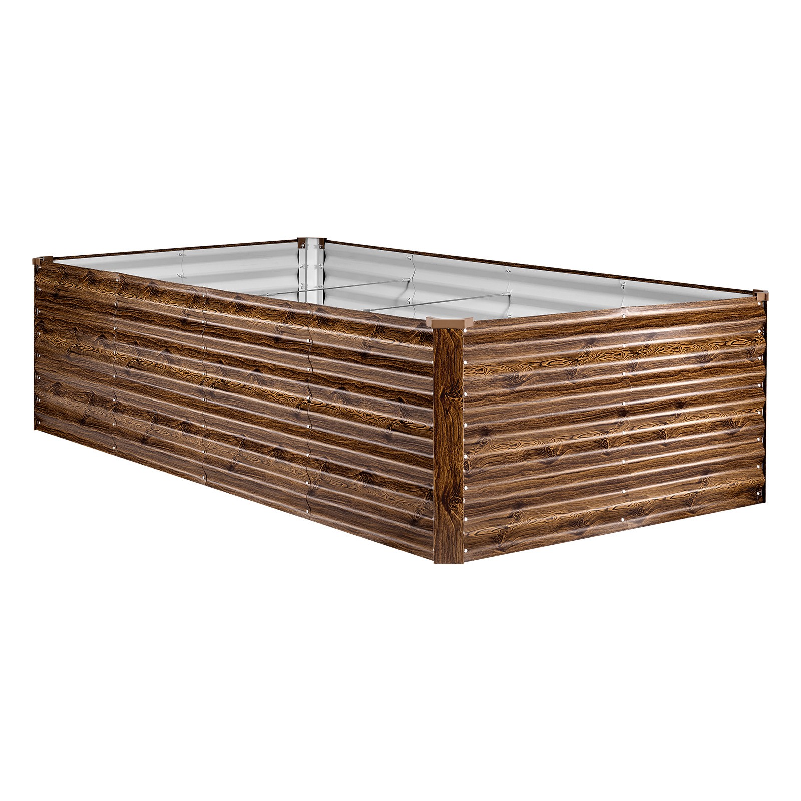 VEVOR Galvanized Raised Garden Bed 8 x 4 x 2ft Rectangular Planter Box Deep Wood