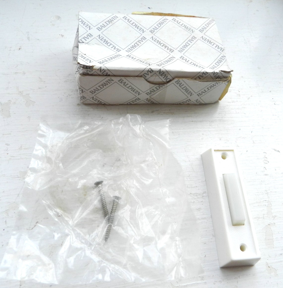 Baldwin Rectangular Doorbell Button - White - 4851-102 NEW