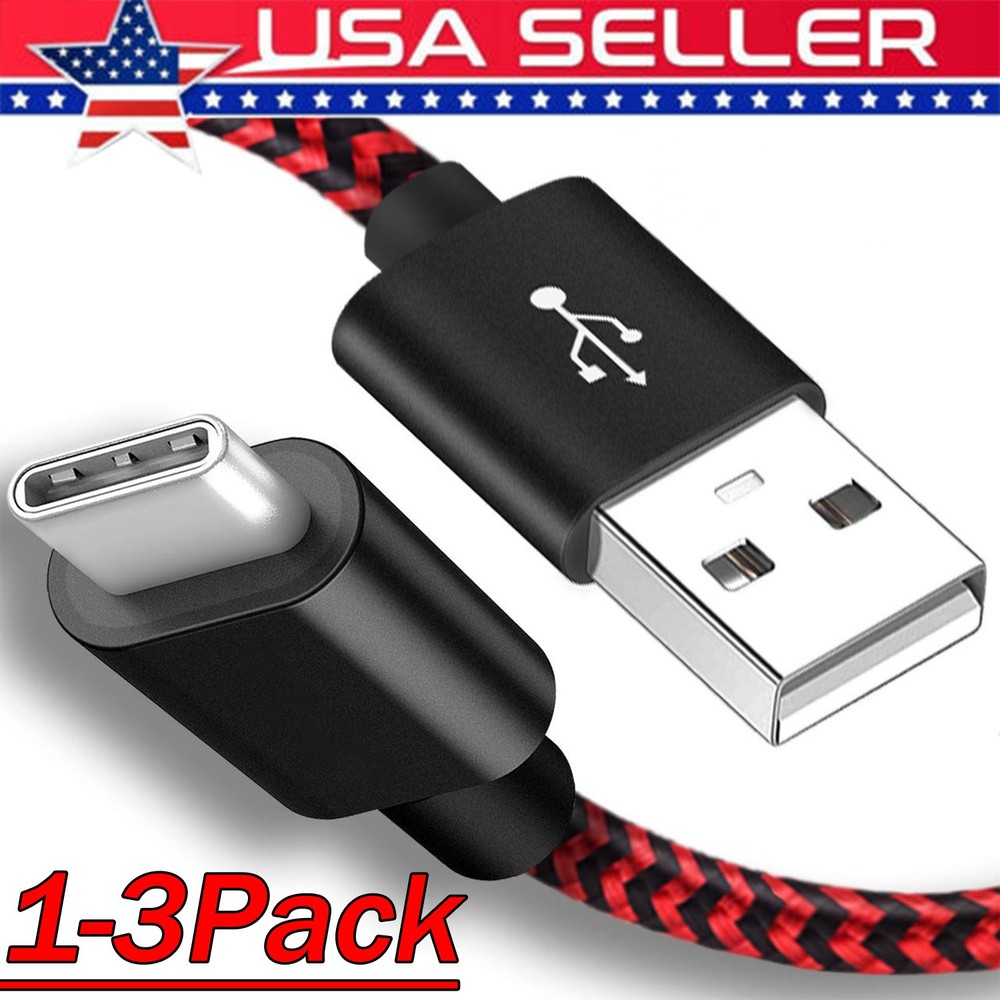 3Pack Braided USB C Type-C Fast Charging Data SYNC Charger Cable Cord 3/6/10FT