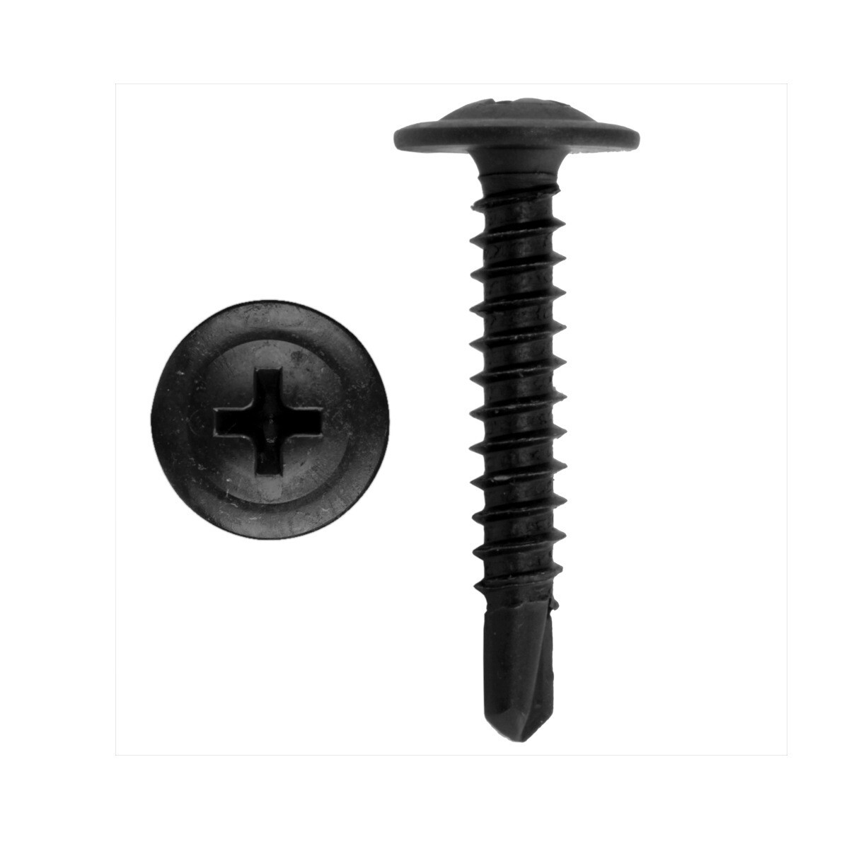Black Phosphate Phillips Wafer Head Self Tapping Drilling Screws 1" inch 100/pk
