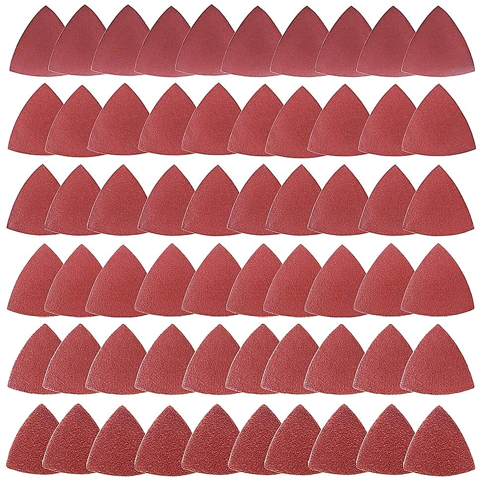 60PCS Triangle Sanding Pads for Oscillating Multi-Tool Hook Loop Sandpaper Discs