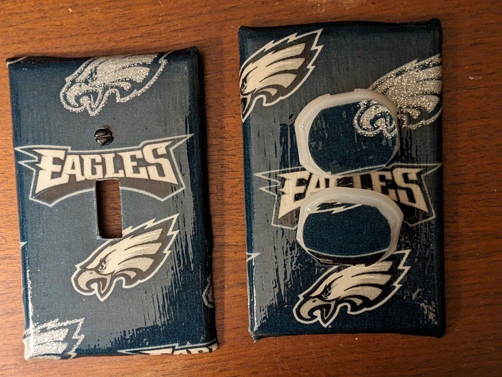 Philadelphia Eagles NFL Football Glittery Toggle Switch Duplex Outlet Knobs+