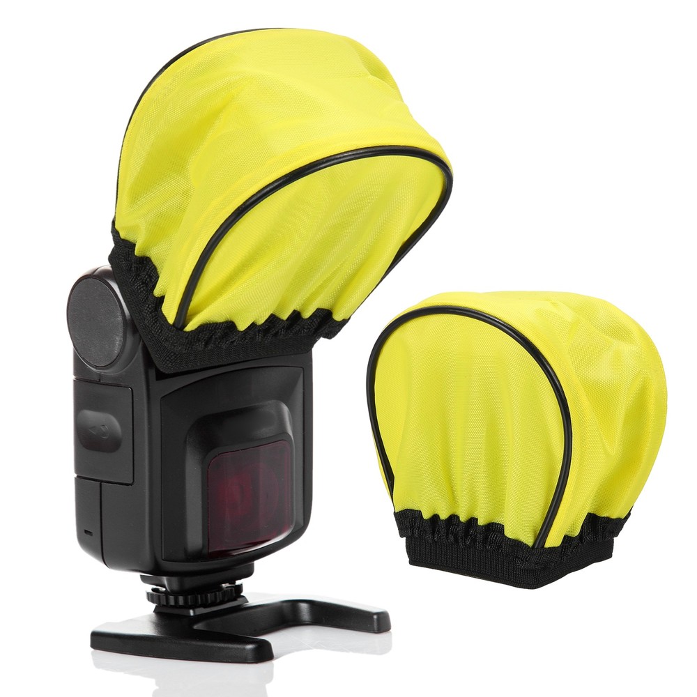 4pcs 3.5" x 2.4" Soft Mini Flash Bounce Diffuser Cap, for Flashlight, Yellow
