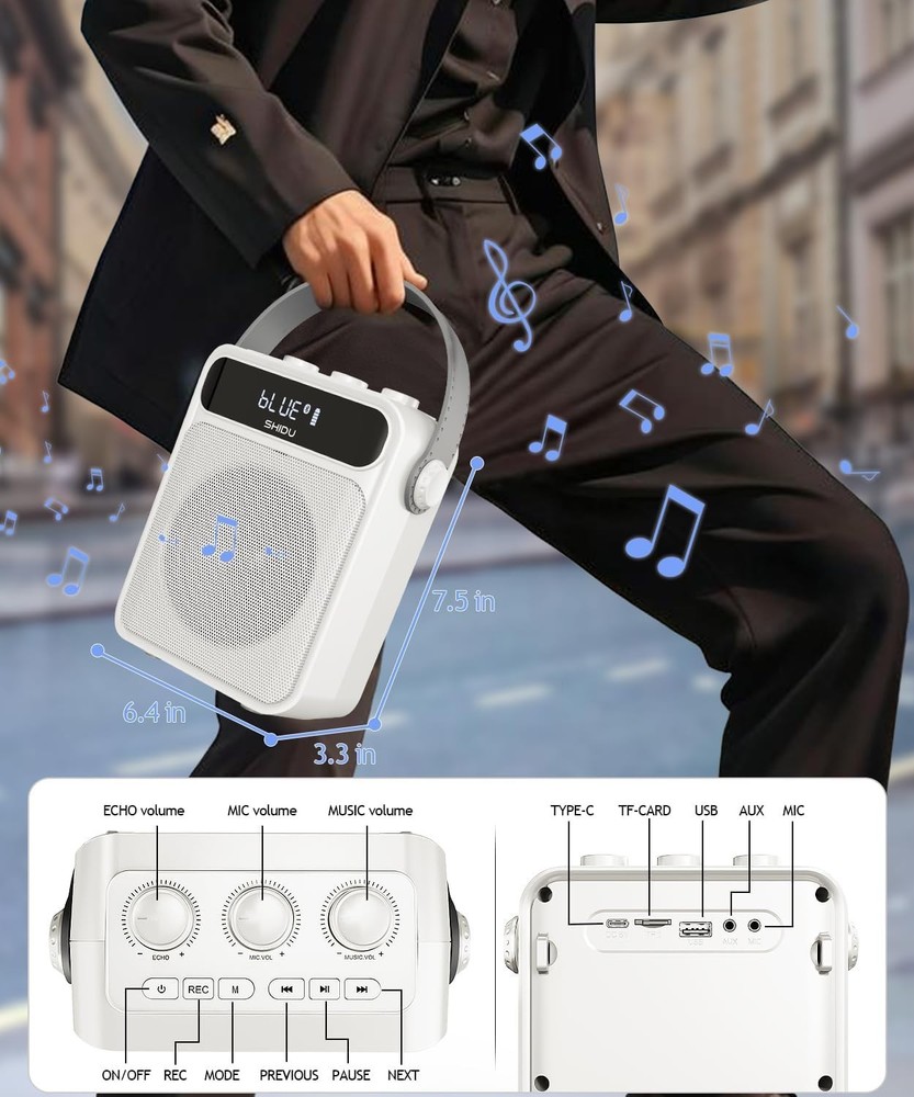 SHIDU Voice Amplifier with Wireless Microphone Headset.