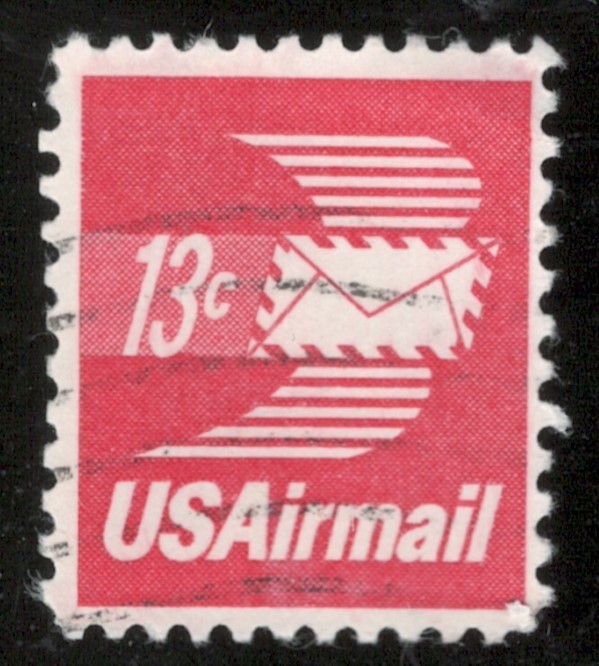 US. C79. 13c. Winged Airmail Envelope. Single Stamp. Used. 1973