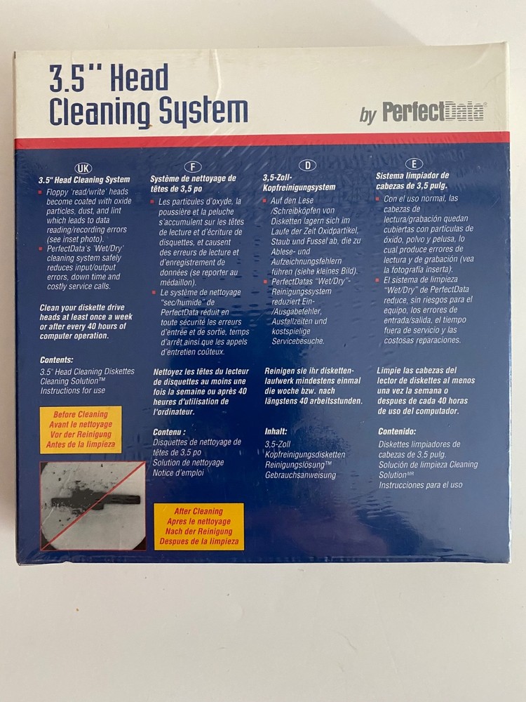 PerfectData 3.5" Head Cleaning System Disk Kit New-Sealed (Vintage)