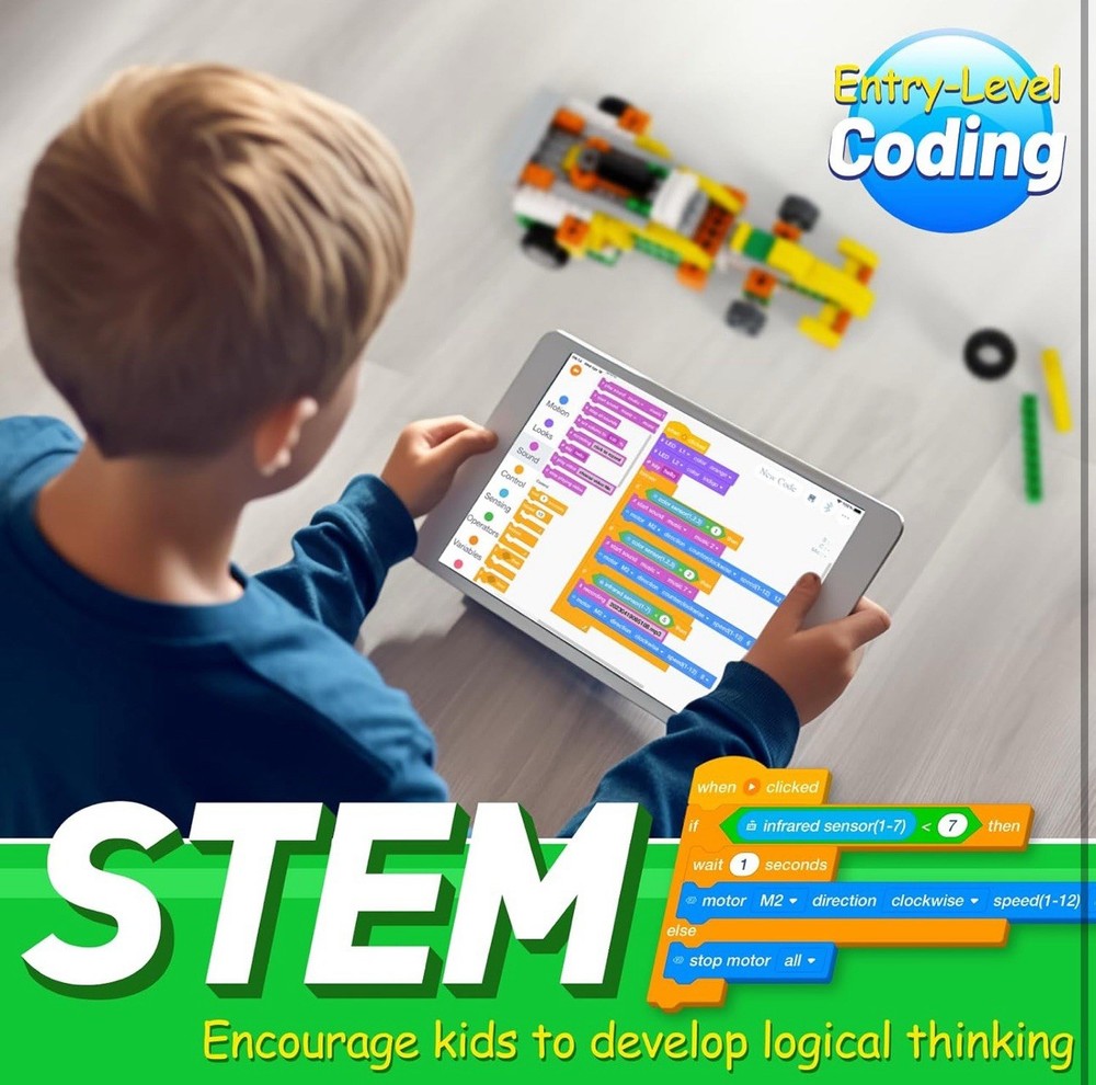 Q Robot Building Kit, 20-in-1 Programmable APP RC Car Robotics Coding Kit