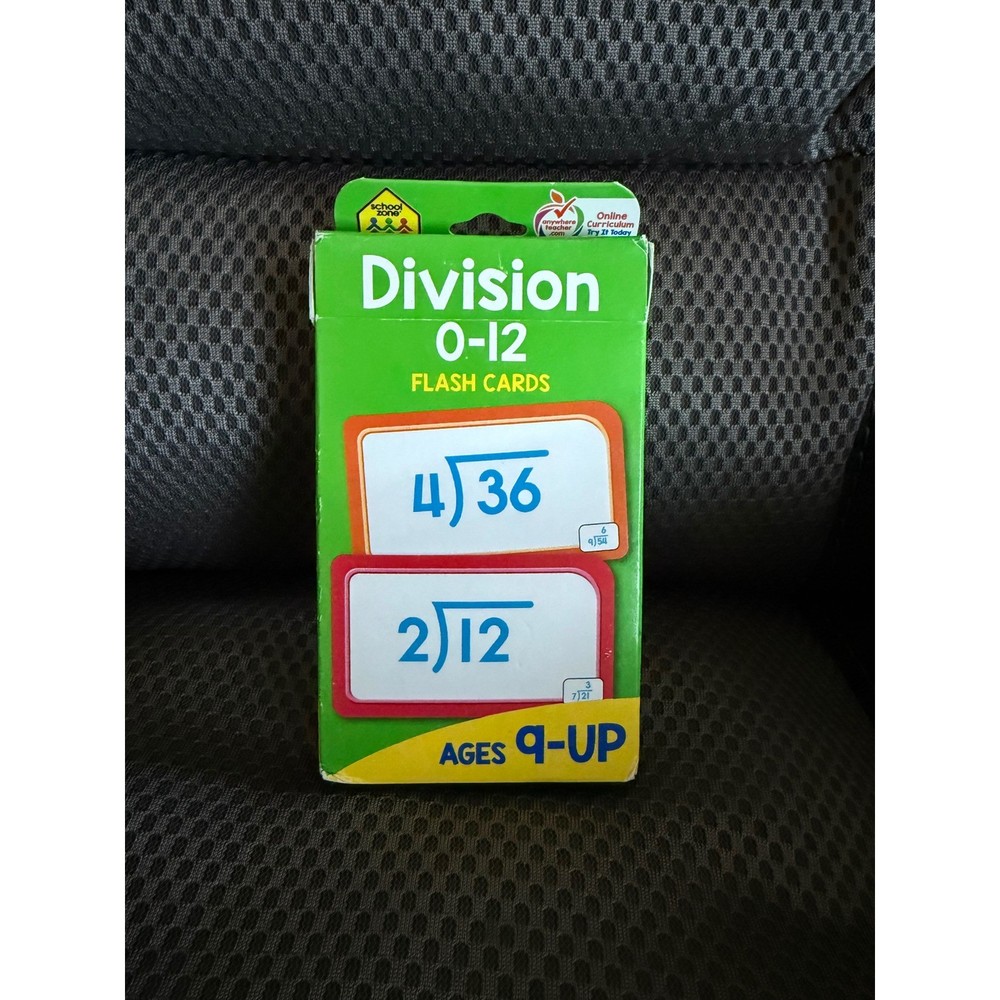 Division 0-12 Flash Cards Ages 9-Up Math Learning Educational
