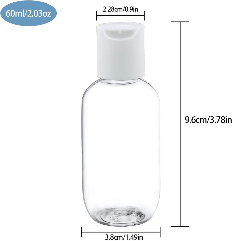 Convenient 12-Pack 60ml Refillable Bottles with Flip Cap for Essential Oils