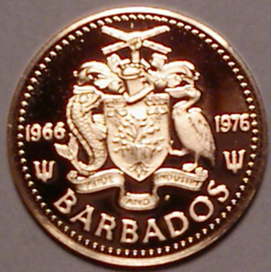 1976 Barbados Proof 1 C Trident