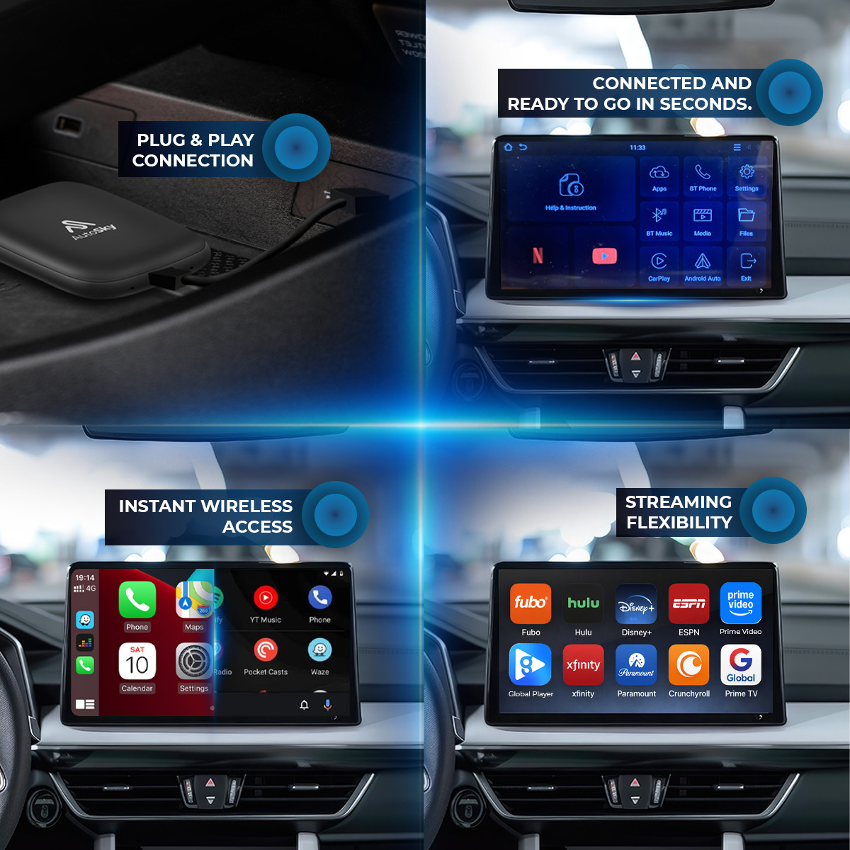 Wireless CarPlay AI Box | Android Auto | Netflix YouTube & More