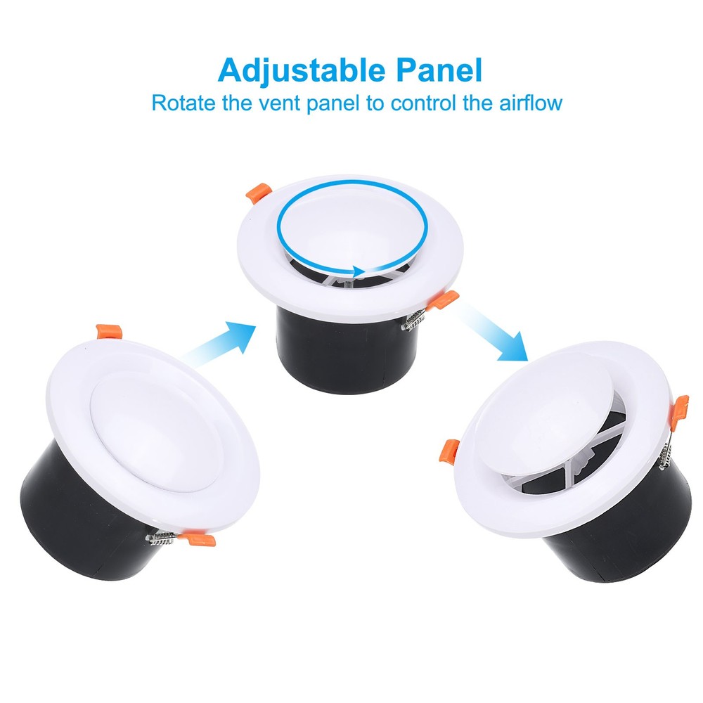 4 Inch Spring Round Air Vent, 2pcs ABS Adjustable Air Diffuser