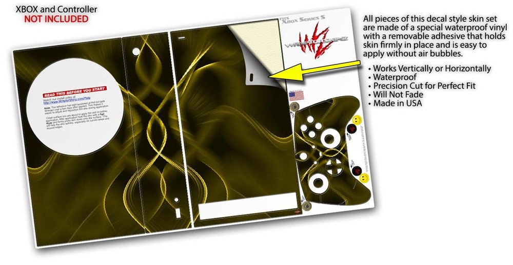 Skin Wrap for XBOX Series S Console Controller Abstract 01 Yellow
