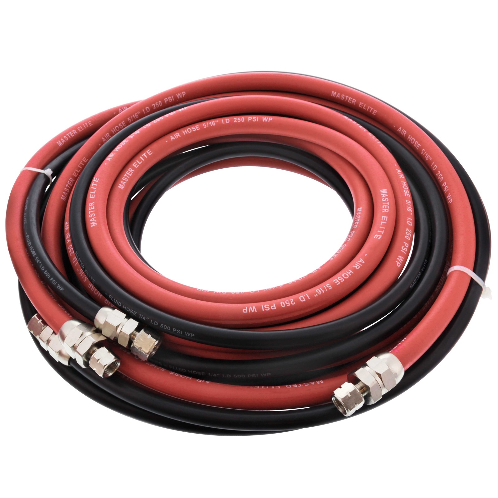25 Foot Air and Fluid Hose Assembly Set for Spray Guns, Paint Pressure Pot Tanks