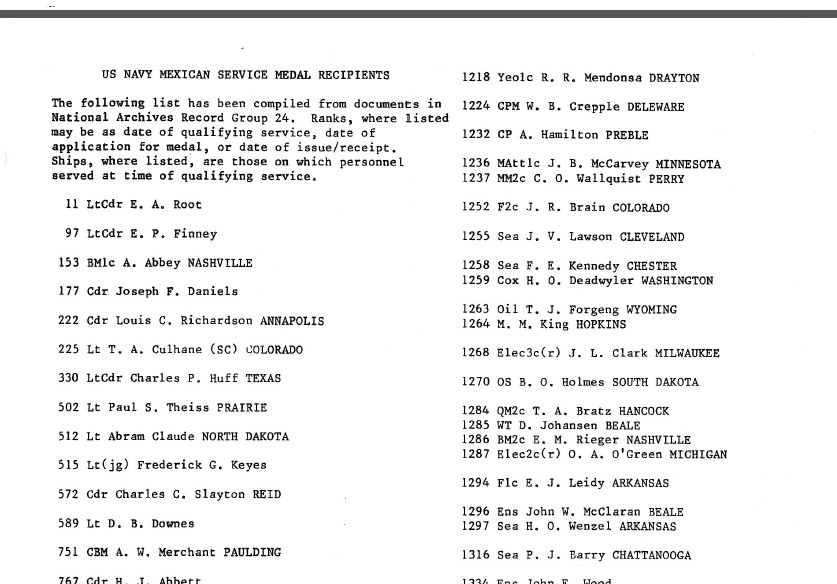 Pre WW I US Navy Haiti Mexico 2nd Nicaragua Yangtze Service Medal Roster Book