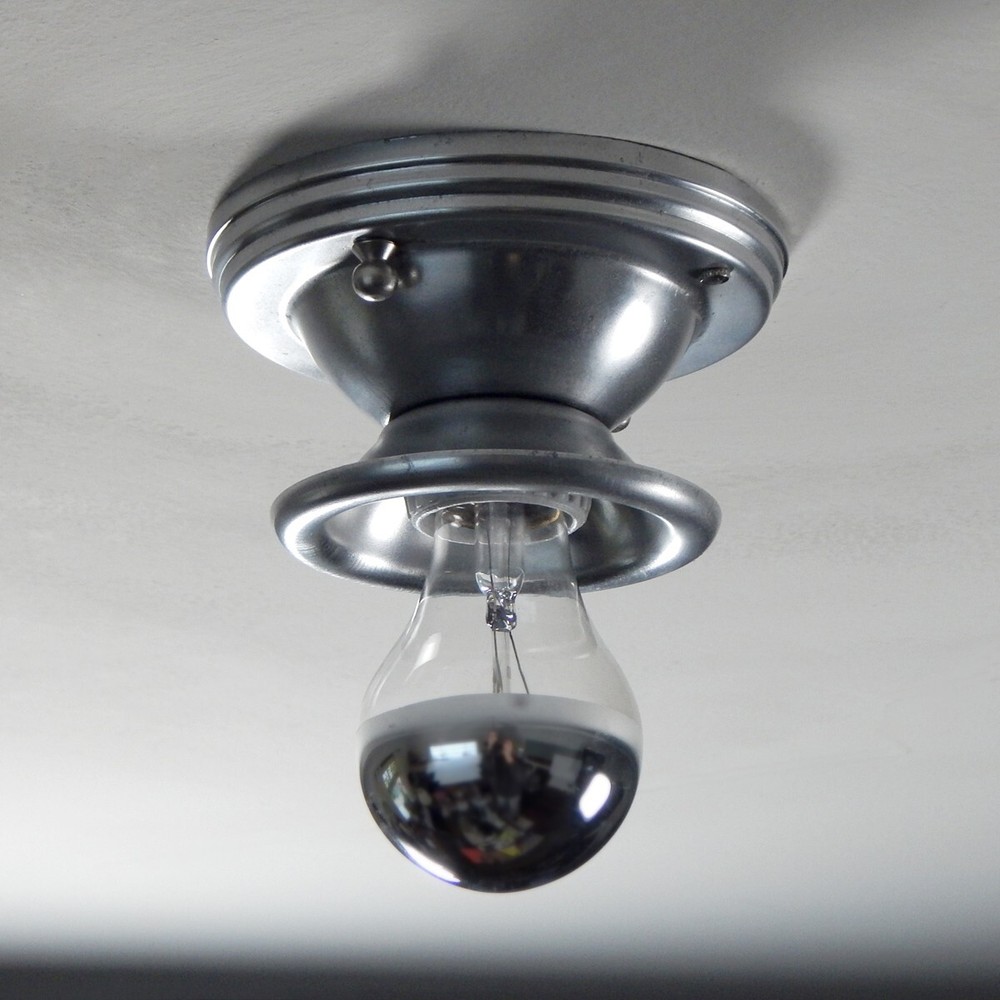 Vintage Aluminum Flush Mount Ceiling Light Fixture